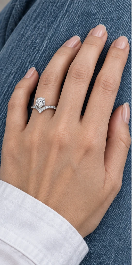 Chevron Lab-Grown Diamond Ring — 1 ct styling