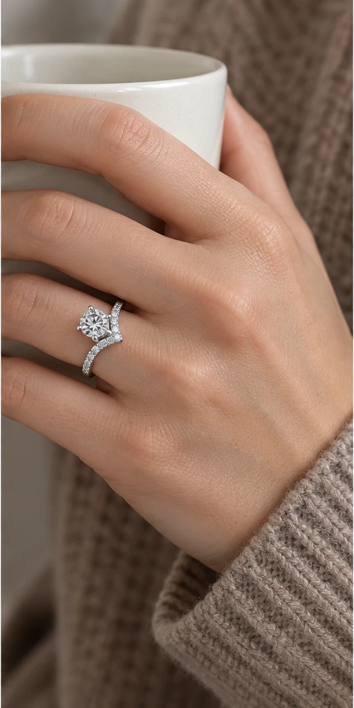 Chevron Lab-Grown Diamond Ring — 1 ct editorial styling