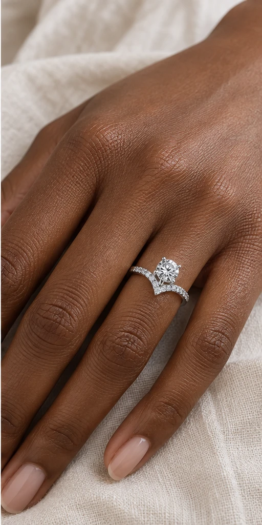 Chevron Lab-Grown Diamond Ring — 1 ct editorial styling