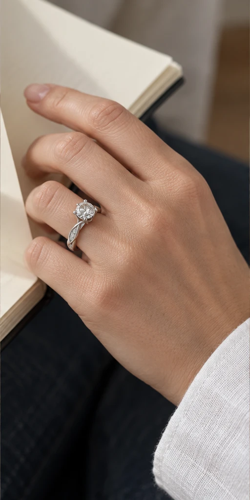 Ribbon Lab-Grown Diamond Ring — 1 ct editorial styling