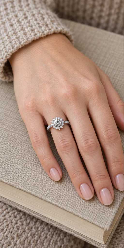 Sunflower Lab-Grown Diamond Ring — 1 ct styling