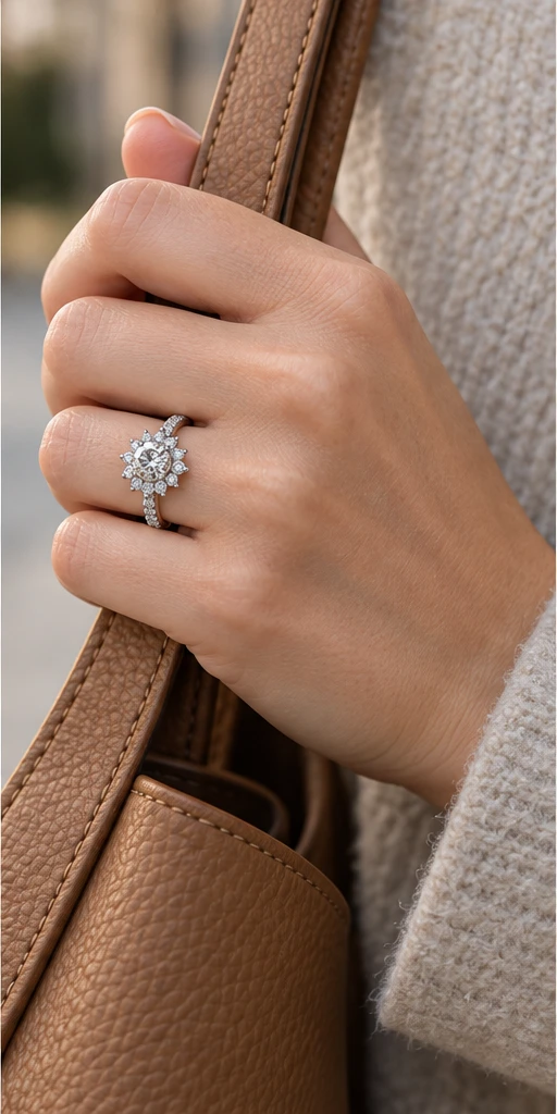 Sunflower Lab-Grown Diamond Ring — 1 ct editorial styling