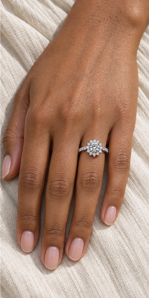 Sunflower Lab-Grown Diamond Ring — 1 ct editorial styling