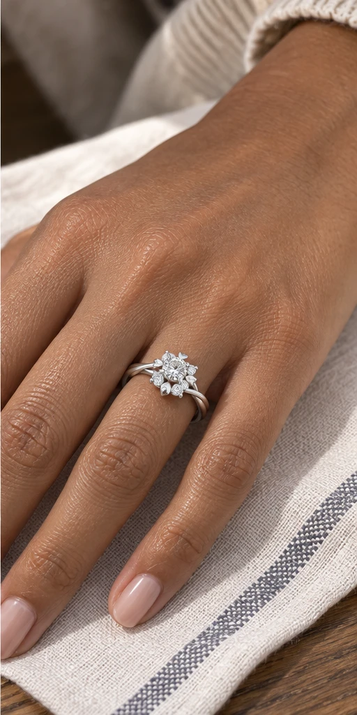 Starflower Lab-Grown Diamond Ring — 1 ct editorial styling