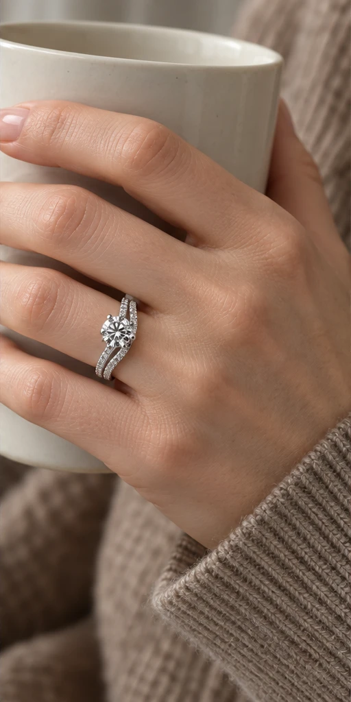 Trilogy Lab-Grown Diamond Ring — 1 ct editorial styling