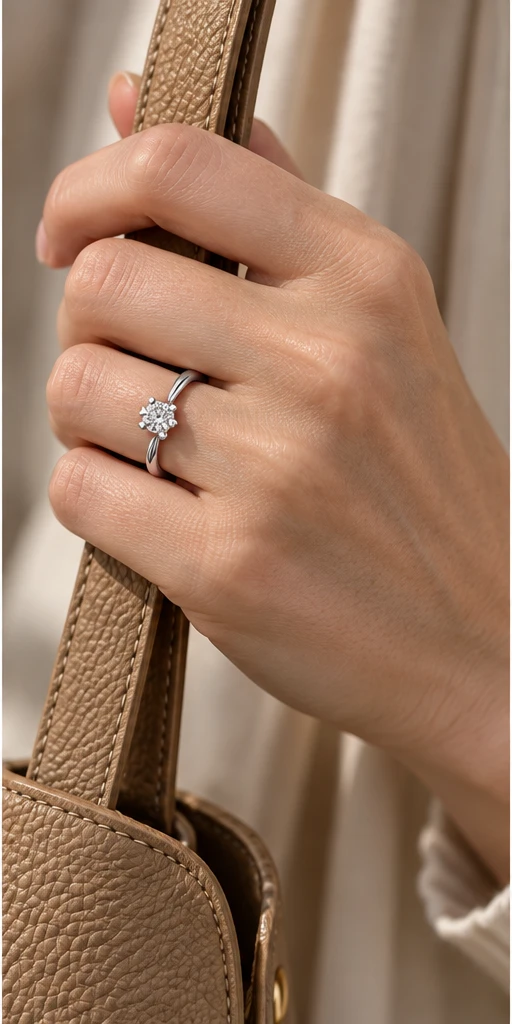 Four-Prong Lab-Grown Diamond Ring — 0.5 ct editorial styling