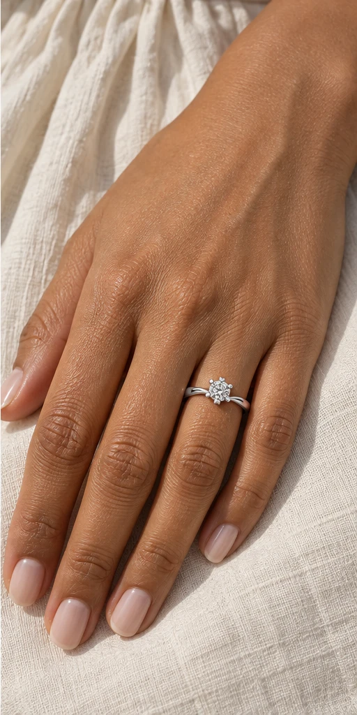 Four-Prong Lab-Grown Diamond Ring — 0.5 ct editorial styling