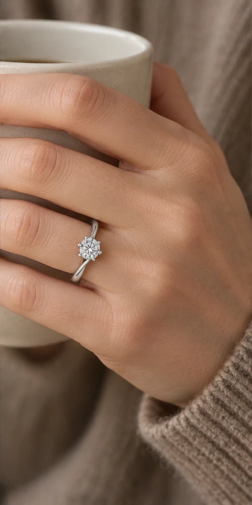 Six-Prong Lab-Grown Diamond Ring — 0.5 ct editorial styling