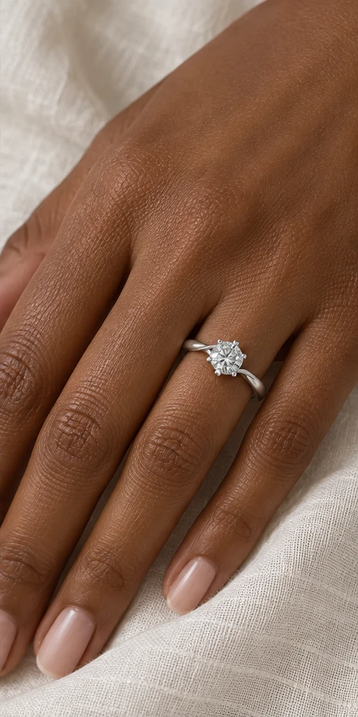 Six-Prong Lab-Grown Diamond Ring — 0.5 ct editorial styling