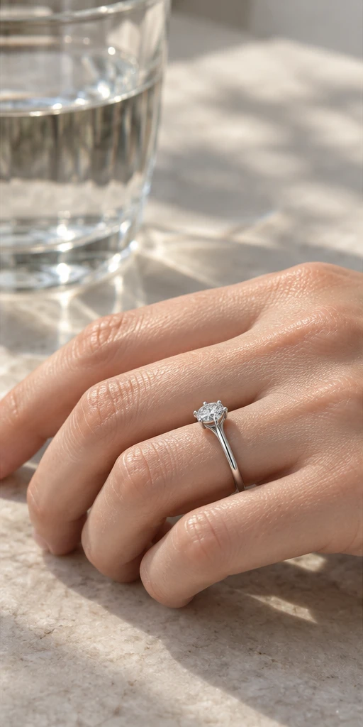 Six-Prong Lab-Grown Diamond Ring — 0.5 ct editorial styling