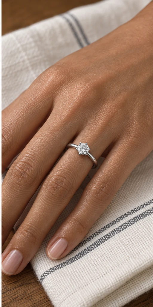 Six-Prong Lab-Grown Diamond Ring — 0.5 ct editorial styling