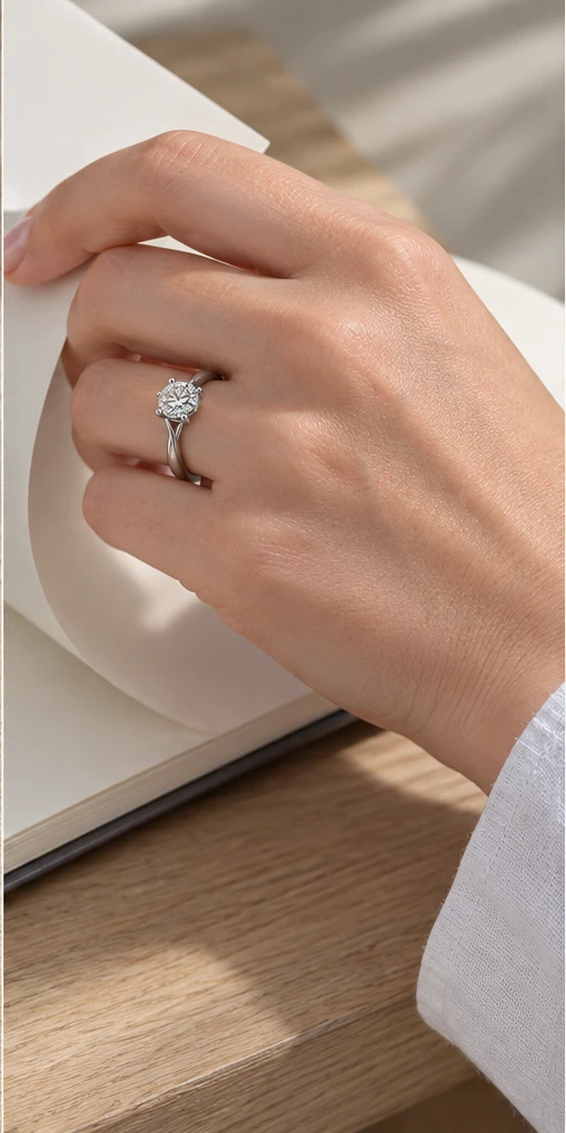 Six-Prong Lab-Grown Diamond Ring — 0.5 ct editorial styling