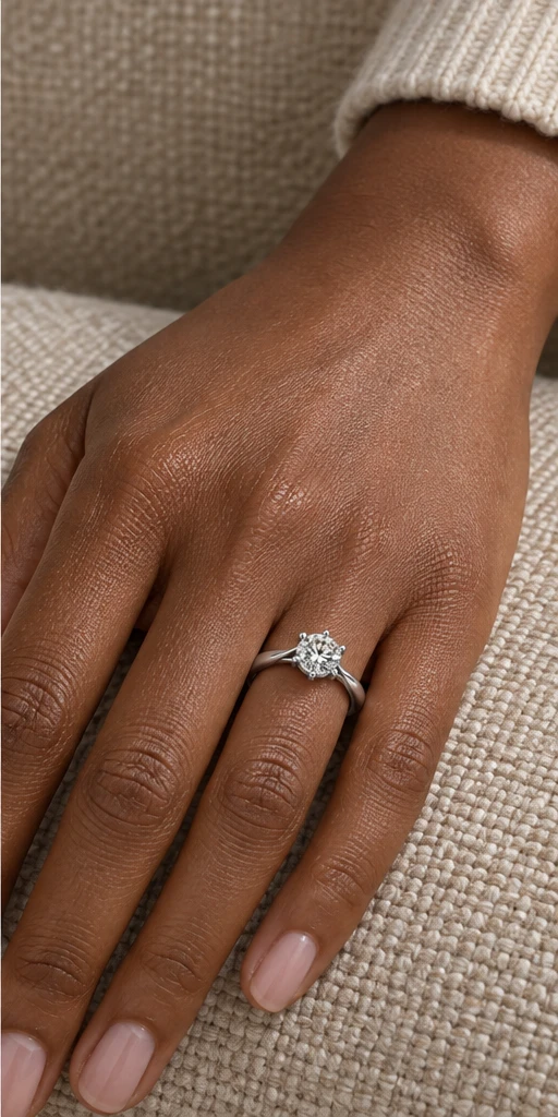 Six-Prong Lab-Grown Diamond Ring — 0.5 ct editorial styling