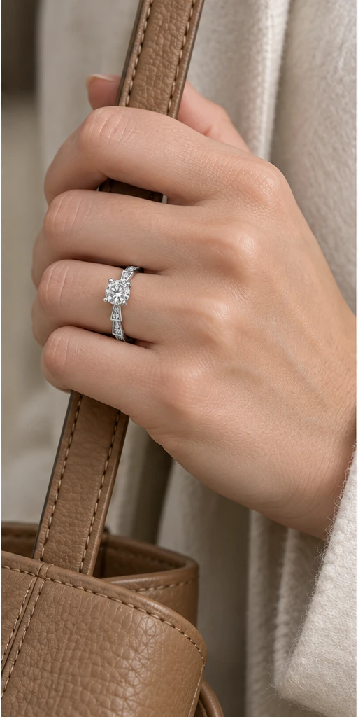 Serpentine Accent Lab-Grown Diamond Ring — 0.5 ct editorial styling