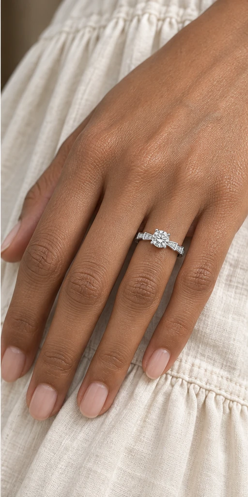 Serpentine Accent Lab-Grown Diamond Ring — 0.5 ct editorial styling