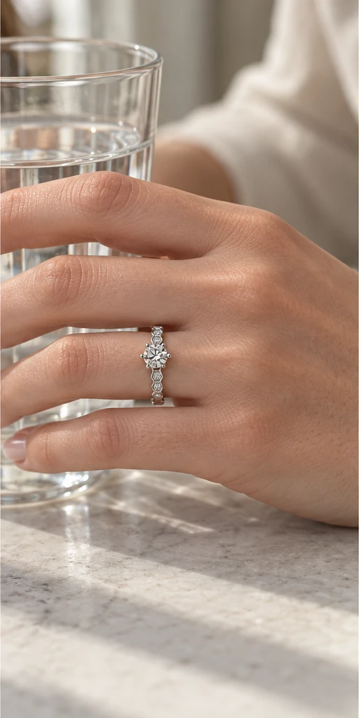 Honeycomb Lab-Grown Diamond Ring — 0.5 ct editorial styling