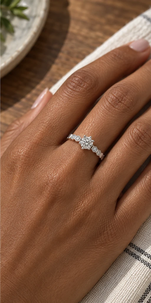 Honeycomb Lab-Grown Diamond Ring — 0.5 ct editorial styling