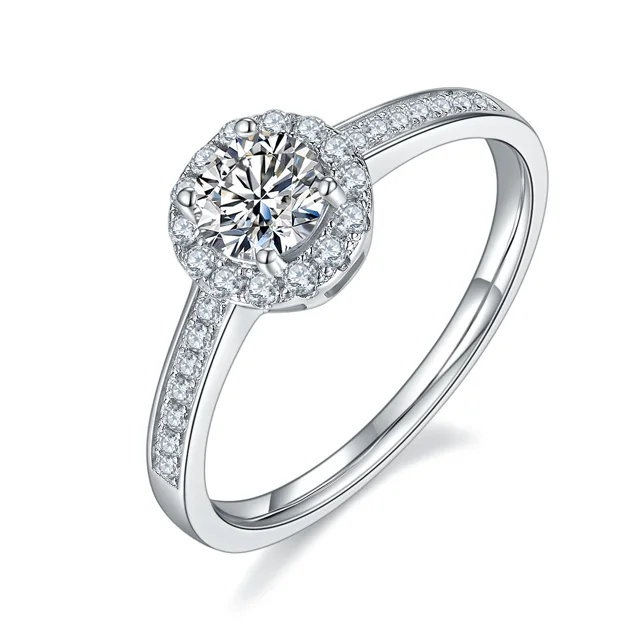 Round Halo Lab-Grown Diamond Ring — 0.5 ct