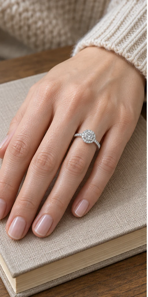 Round Halo Lab-Grown Diamond Ring — 0.5 ct styling