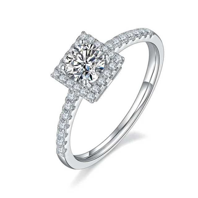 Square Halo Lab-Grown Diamond Ring — 0.5 ct