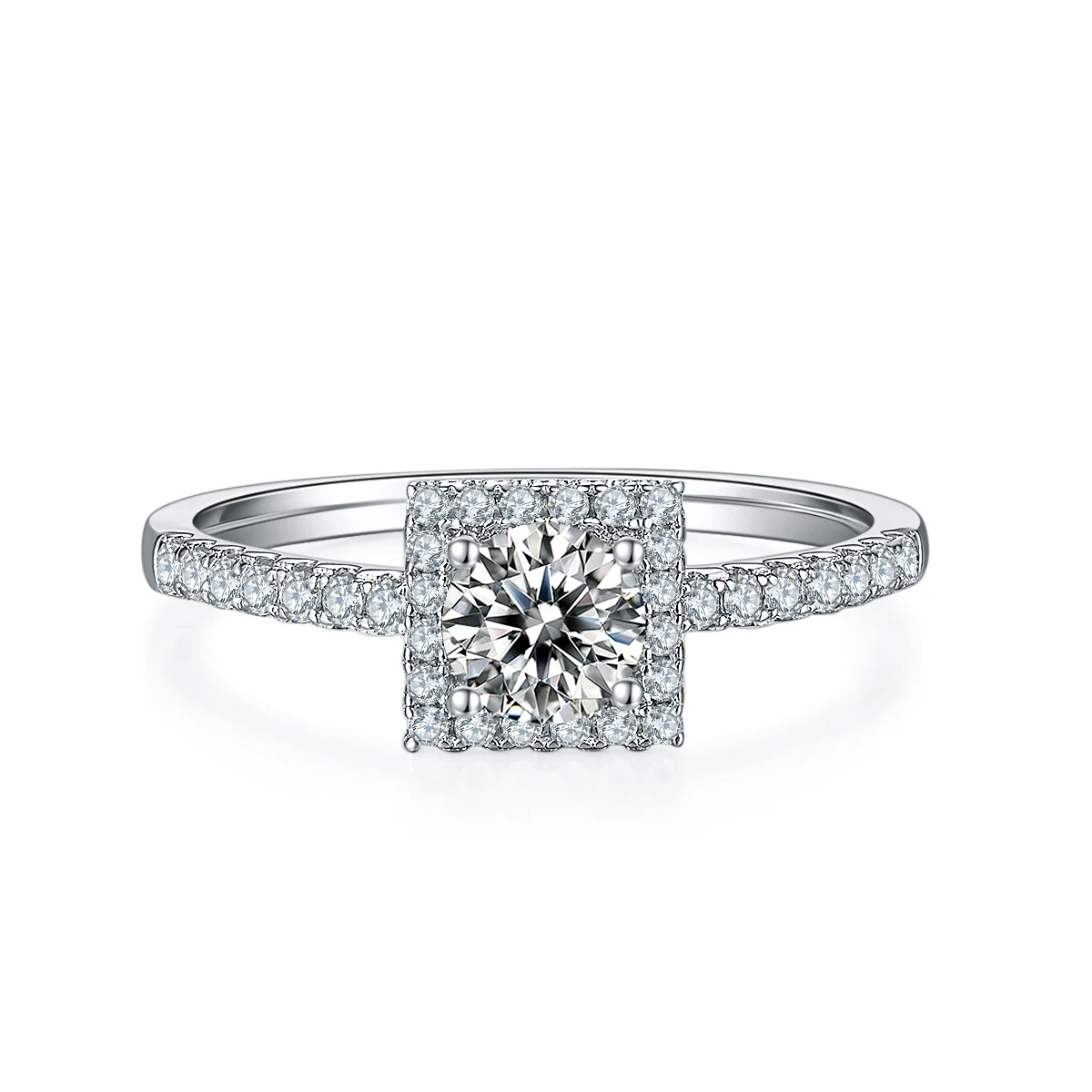 Square Halo Lab-Grown Diamond Ring — 0.5 ct — product view 2