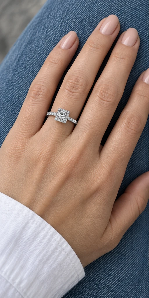 Square Halo Lab-Grown Diamond Ring — 0.5 ct styling