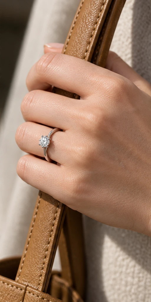 Modern Six-Prong Lab-Grown Diamond Ring — 0.5 ct editorial styling
