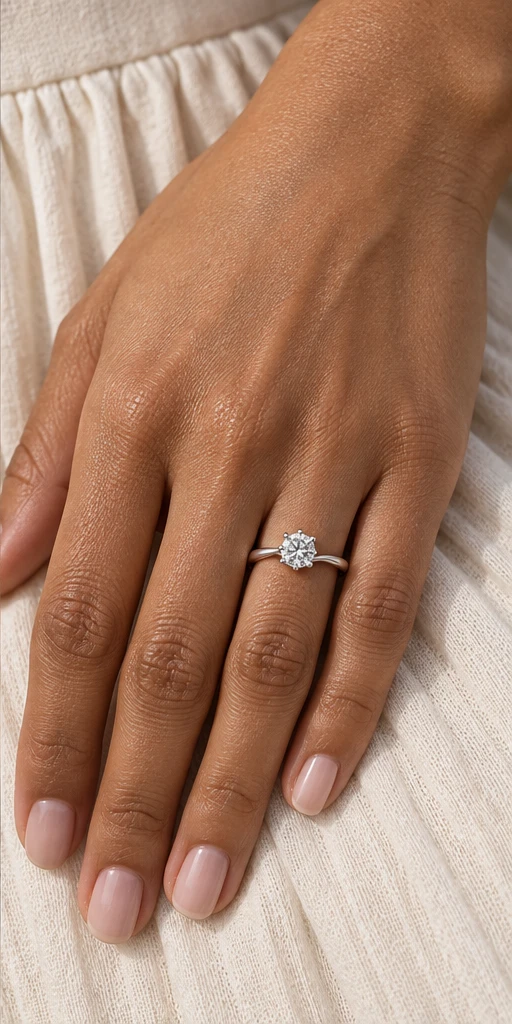 Modern Six-Prong Lab-Grown Diamond Ring — 0.5 ct editorial styling