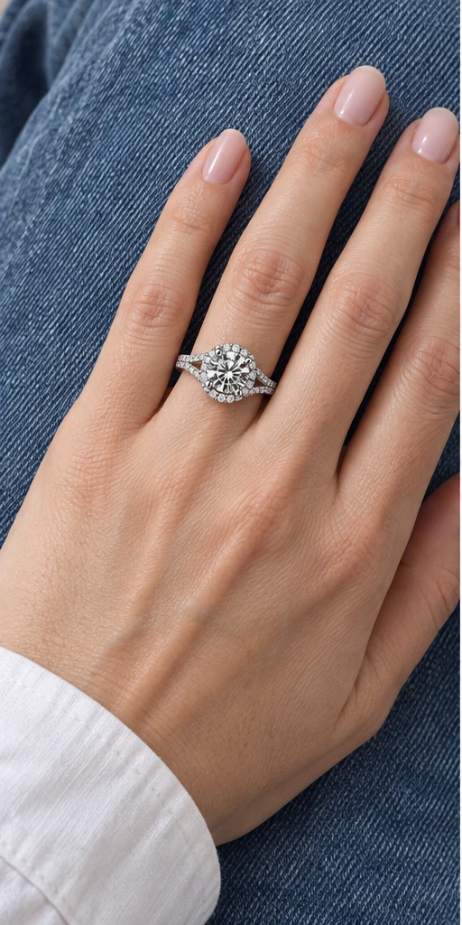 Round Halo Lab-Grown Diamond Ring — 1.5 ct styling
