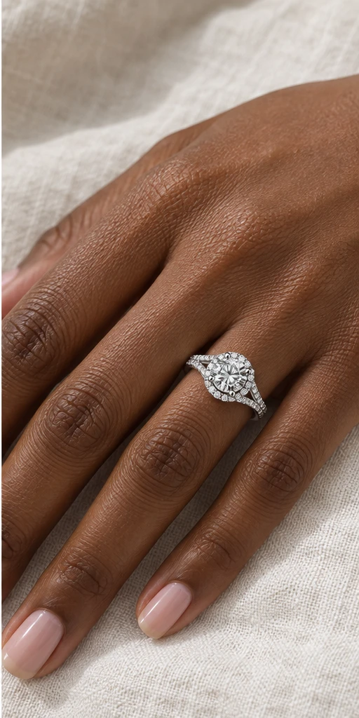 Round Halo Lab-Grown Diamond Ring — 1.5 ct editorial styling