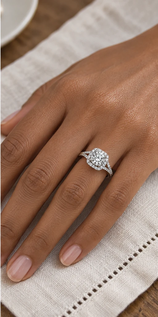 Square Halo Lab-Grown Diamond Ring — 1.5 ct editorial styling