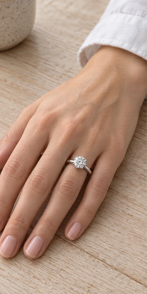 Six-Prong Lab-Grown Diamond Ring — 2 ct styling