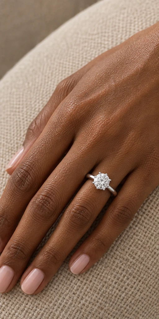 Six-Prong Lab-Grown Diamond Ring — 2 ct editorial styling