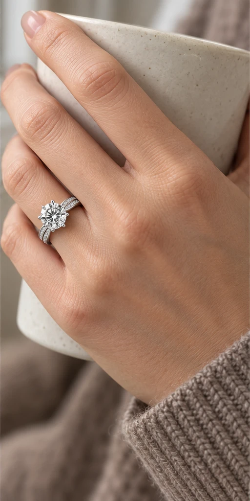 Starlight Lab-Grown Diamond Ring — 2 ct editorial styling
