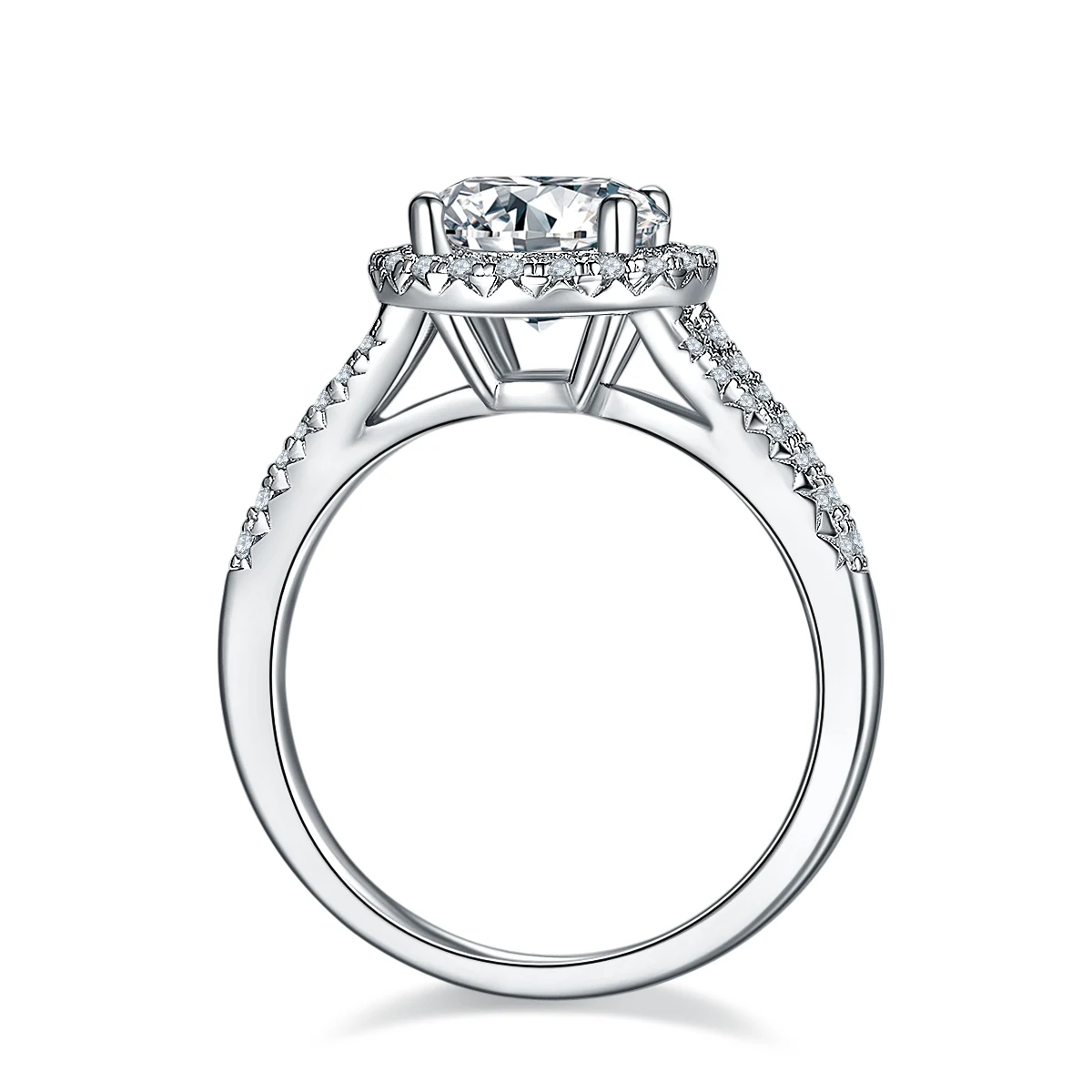 Round Halo Lab-Grown Diamond Ring — 2 ct — product view 3