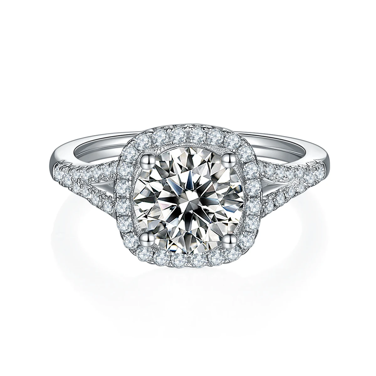 Square Halo Lab-Grown Diamond Ring — 2 ct — product view 2