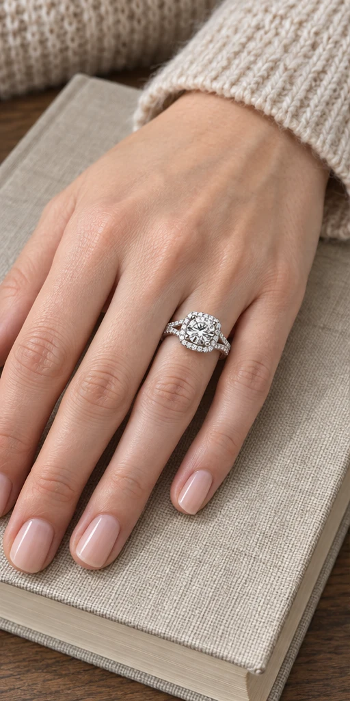Square Halo Lab-Grown Diamond Ring — 2 ct styling