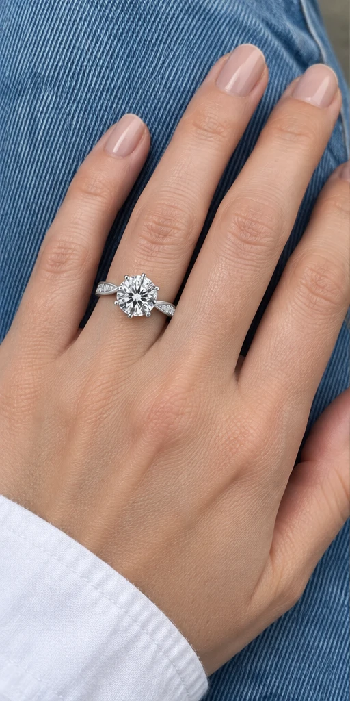 Fluid Accent Lab-Grown Diamond Ring — 2 ct styling