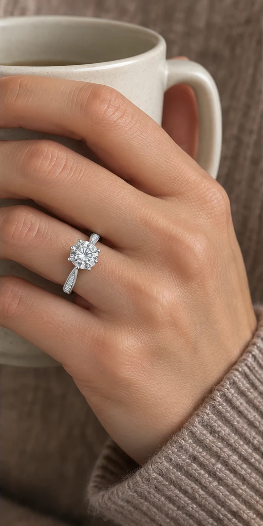 Fluid Accent Lab-Grown Diamond Ring — 2 ct editorial styling