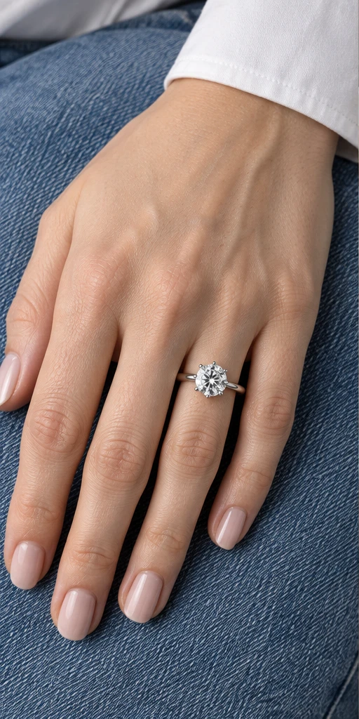 Six-Prong Lab-Grown Diamond Ring — 3 ct styling