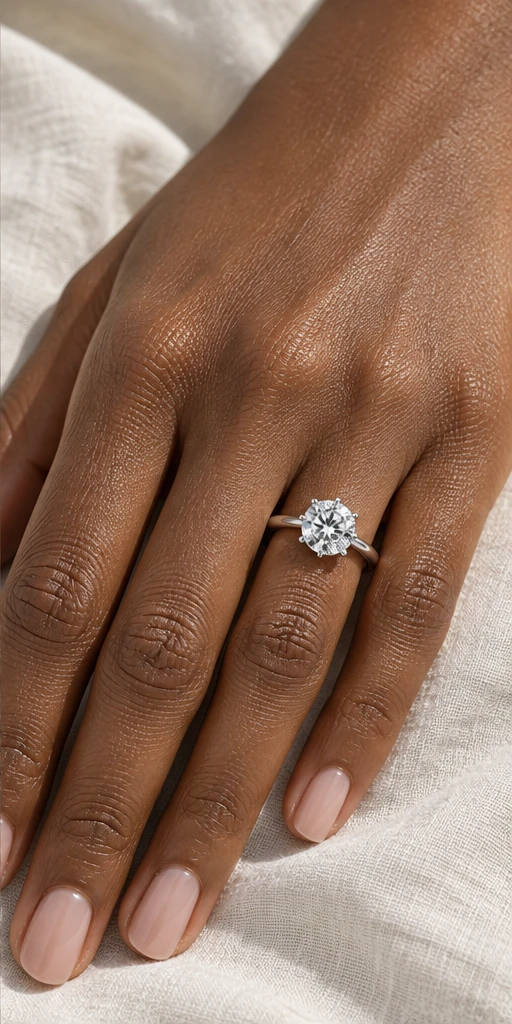 Six-Prong Lab-Grown Diamond Ring — 3 ct editorial styling