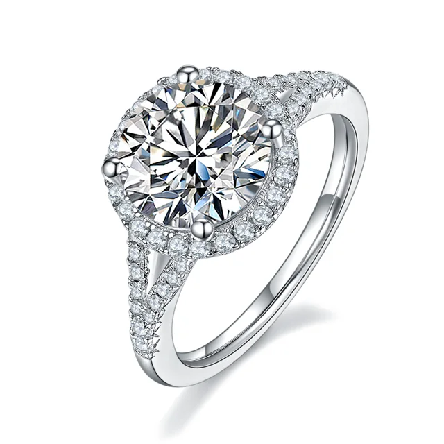 Round Halo Lab-Grown Diamond Ring — 3 ct