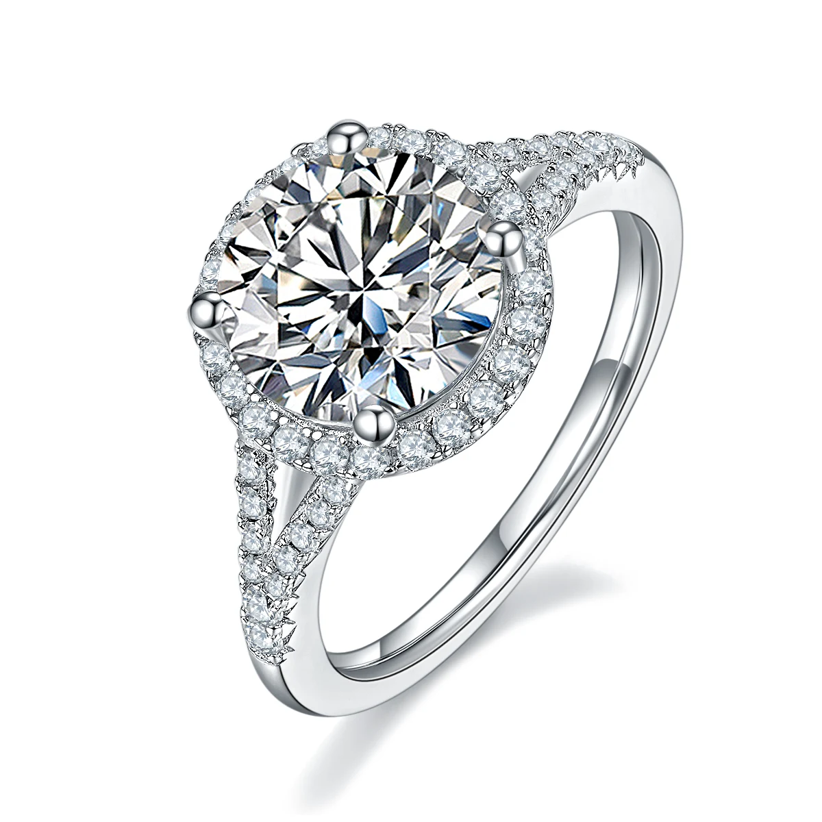 Round Halo Lab-Grown Diamond Ring — 3 ct — product view 1