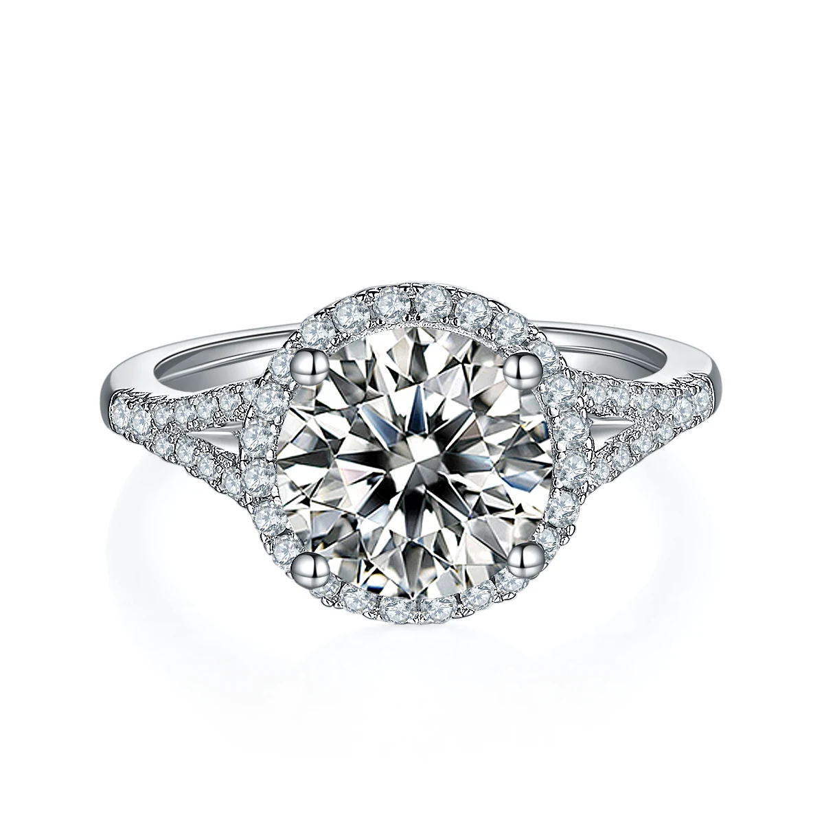 Round Halo Lab-Grown Diamond Ring — 3 ct — product view 2