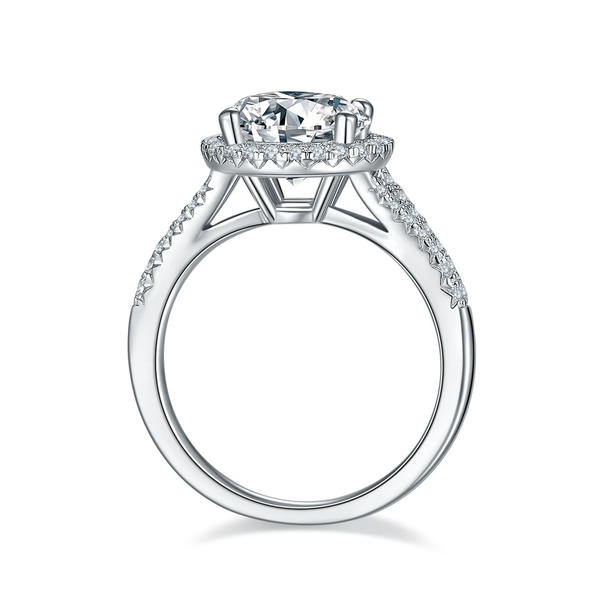 Round Halo Lab-Grown Diamond Ring — 3 ct — product view 3