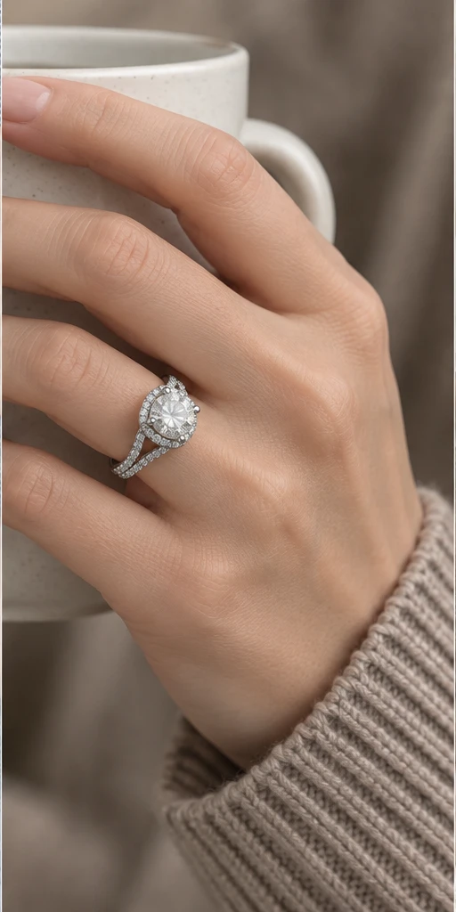 Round Halo Lab-Grown Diamond Ring — 3 ct editorial styling