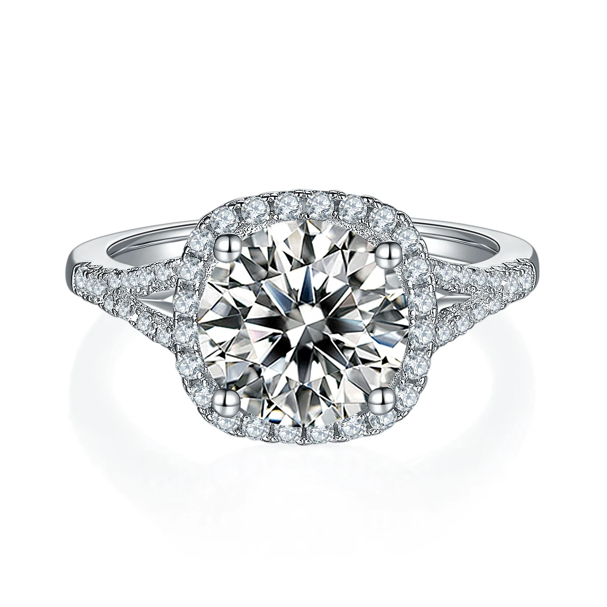 Square Halo Lab-Grown Diamond Ring — 3 ct — product view 2