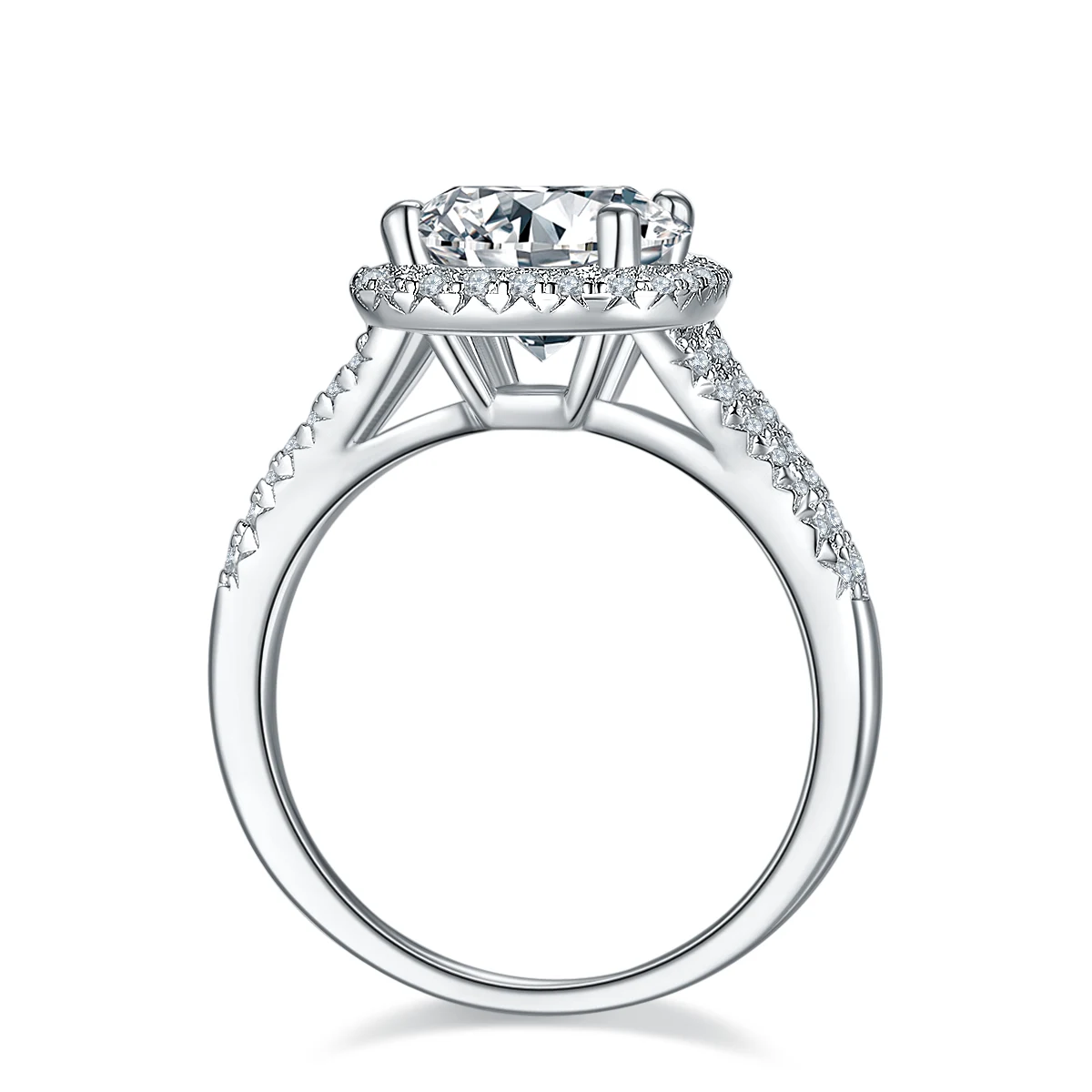 Square Halo Lab-Grown Diamond Ring — 3 ct — product view 3