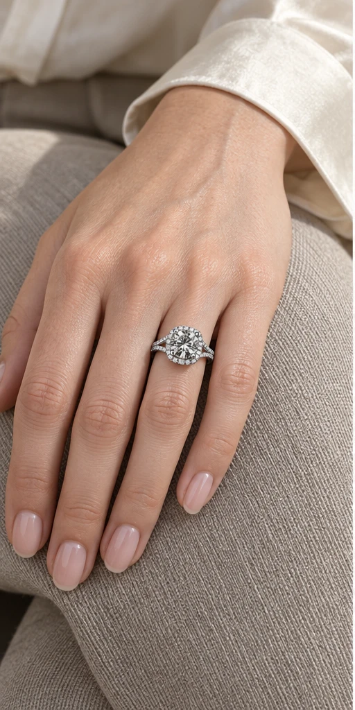 Square Halo Lab-Grown Diamond Ring — 3 ct styling