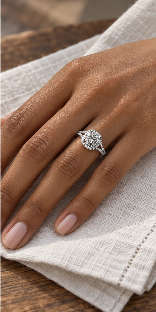 Square Halo Lab-Grown Diamond Ring — 3 ct editorial styling